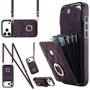 Rhombic Texture Card Bag Phone Case with Long Lanyard, For iPhone 17e / 16e, For iPhone 17 Pro Max, For iPhone 17 Pro