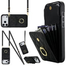 Rhombic Texture Card Bag Phone Case with Long Lanyard, For iPhone 17e / 16e, For iPhone 17 Pro Max, For iPhone 17 Pro