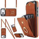 Rhombic Texture Card Bag Phone Case with Long Lanyard, For iPhone 17e / 16e, For iPhone 17 Pro Max, For iPhone 17 Pro
