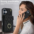 Rhombic Texture Card Bag Phone Case with Long Lanyard, For iPhone 17, For iPhone Air, For iPhone 15 Pro Max