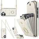 Rhombic Texture Card Bag Phone Case with Long Lanyard, For iPhone 17, For iPhone Air, For iPhone 15 Pro Max