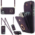 Rhombic Texture Card Bag Phone Case with Long Lanyard, For iPhone 17, For iPhone Air, For iPhone 15 Pro Max