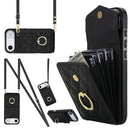 Rhombic Texture Card Bag Phone Case with Long Lanyard, For iPhone 17, For iPhone Air, For iPhone 15 Pro Max
