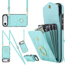 Rhombic Texture Card Bag Phone Case with Long Lanyard, For iPhone 17, For iPhone Air, For iPhone 15 Pro Max