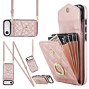 Rhombic Texture Card Bag Phone Case with Long Lanyard, For iPhone 17, For iPhone Air, For iPhone 15 Pro Max