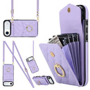 Rhombic Texture Card Bag Phone Case with Long Lanyard, For iPhone 17, For iPhone Air, For iPhone 15 Pro Max