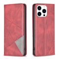 Rhombus Texture Magnetic Leather Phone Case, For iPhone 16 Pro Max, For iPhone 16 Pro, For iPhone 16 Plus, For iPhone 16