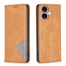 Rhombus Texture Magnetic Leather Phone Case, For iPhone 16 Pro Max, For iPhone 16 Pro, For iPhone 16 Plus, For iPhone 16