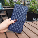 Diamond Lattice Wallet Flip Leather Phone Case, For iPhone 15