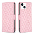 Diamond Lattice Wallet Flip Leather Phone Case, For iPhone 15