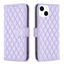 Diamond Lattice Wallet Flip Leather Phone Case, For iPhone 15