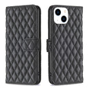 Diamond Lattice Wallet Flip Leather Phone Case, For iPhone 15