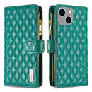 Diamond Lattice Zipper Wallet Leather Flip Phone Case, For iPhone 15 Pro Max, For iPhone 15 Pro, For iPhone 15 Plus, For iPhone 15