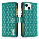Diamond Lattice Zipper Wallet Leather Flip Phone Case, For iPhone 15 Pro Max, For iPhone 15 Pro, For iPhone 15 Plus, For iPhone 15