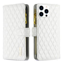 Diamond Lattice Zipper Wallet Leather Flip Phone Case, For iPhone 16 Pro Max, For iPhone 16 Pro, For iPhone 16 Plus, For iPhone 16