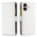 Diamond Lattice Zipper Wallet Leather Flip Phone Case, For iPhone 16 Pro Max, For iPhone 16 Pro, For iPhone 16 Plus, For iPhone 16