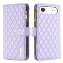 Diamond Lattice Zipper Wallet Leather Flip Phone Case, For iPhone 18 Pro/17 Pro, For iPhone 18 Pro Max/17 Pro Max, For iPhone 17, For iPhone 17 Air