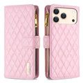 Diamond Lattice Zipper Wallet Leather Flip Phone Case, For iPhone 18 Pro/17 Pro, For iPhone 18 Pro Max/17 Pro Max, For iPhone 17, For iPhone 17 Air