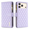 Diamond Lattice Zipper Wallet Leather Flip Phone Case, For iPhone 18 Pro/17 Pro, For iPhone 18 Pro Max/17 Pro Max, For iPhone 17, For iPhone 17 Air
