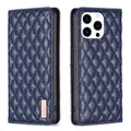 Diamond Lattice Magnetic Leather Flip Phone Case, For iPhone 16 Pro Max, For iPhone 16 Pro, For iPhone 16 Plus, For iPhone 16