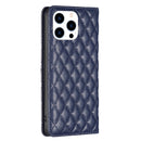 Diamond Lattice Magnetic Leather Flip Phone Case, For iPhone 16 Pro Max, For iPhone 16 Pro, For iPhone 16 Plus, For iPhone 16