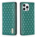 Diamond Lattice Magnetic Leather Flip Phone Case, For iPhone 16 Pro Max, For iPhone 16 Pro, For iPhone 16 Plus, For iPhone 16