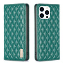 Diamond Lattice Magnetic Leather Flip Phone Case, For iPhone 16 Pro Max, For iPhone 16 Pro, For iPhone 16 Plus, For iPhone 16