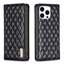 Diamond Lattice Magnetic Leather Flip Phone Case, For iPhone 16 Pro Max, For iPhone 16 Pro, For iPhone 16 Plus, For iPhone 16