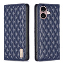 Diamond Lattice Magnetic Leather Flip Phone Case, For iPhone 16 Pro Max, For iPhone 16 Pro, For iPhone 16 Plus, For iPhone 16