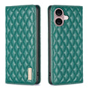 Diamond Lattice Magnetic Leather Flip Phone Case, For iPhone 16 Pro Max, For iPhone 16 Pro, For iPhone 16 Plus, For iPhone 16