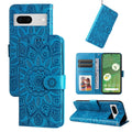 Embossed Sunflower Leather Phone Case, For Google Pixel 7