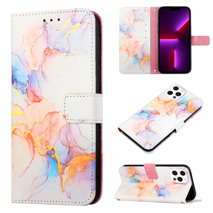 For Apple iPhone 15 Pro Marble Pattern Flip Case Leather Phone Cover