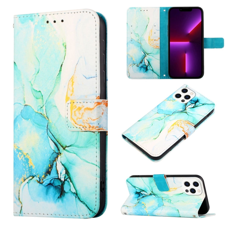 For Apple iPhone 15 Pro Marble Pattern Flip Case Leather Phone Cover