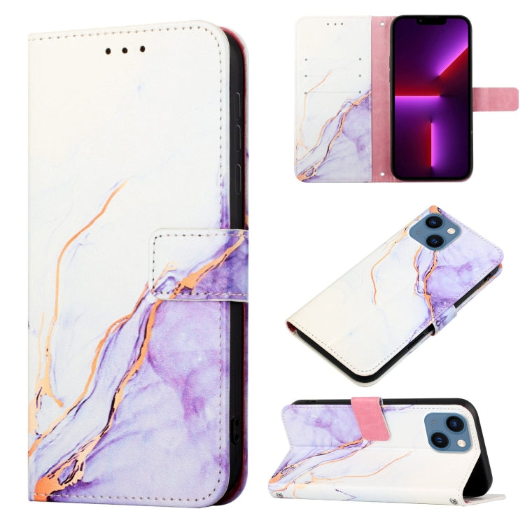 For Apple iPhone 15 Pro Marble Pattern Flip Case Leather Phone Cover