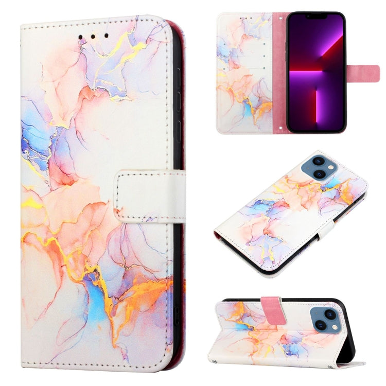 For Apple iPhone 15 Pro Marble Pattern Flip Case Leather Phone Cover