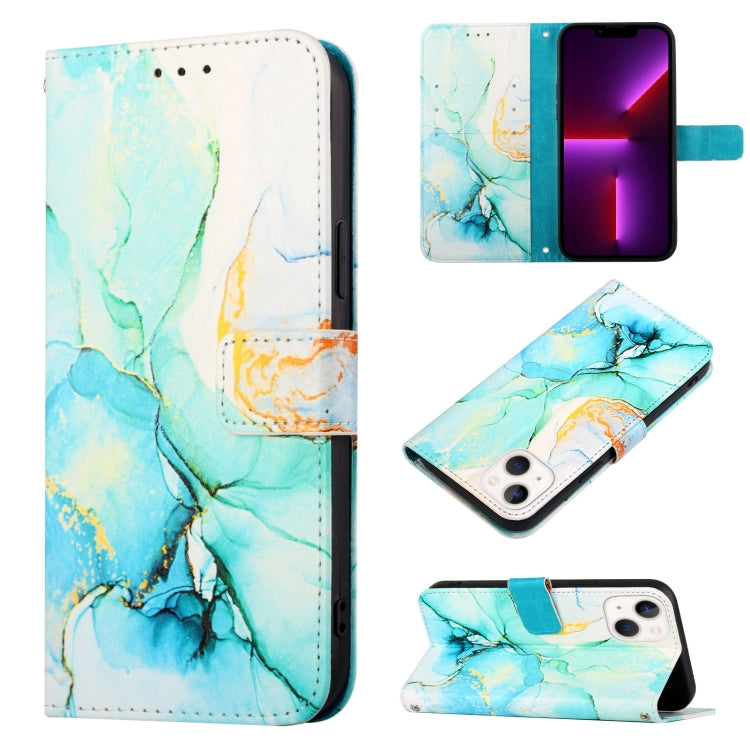 For Apple iPhone 15 Pro Marble Pattern Flip Case Leather Phone Cover