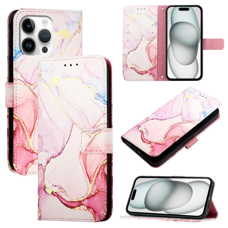 For Apple iPhone 15 Pro Max Marble Pattern Flip Case Leather Phone Cover