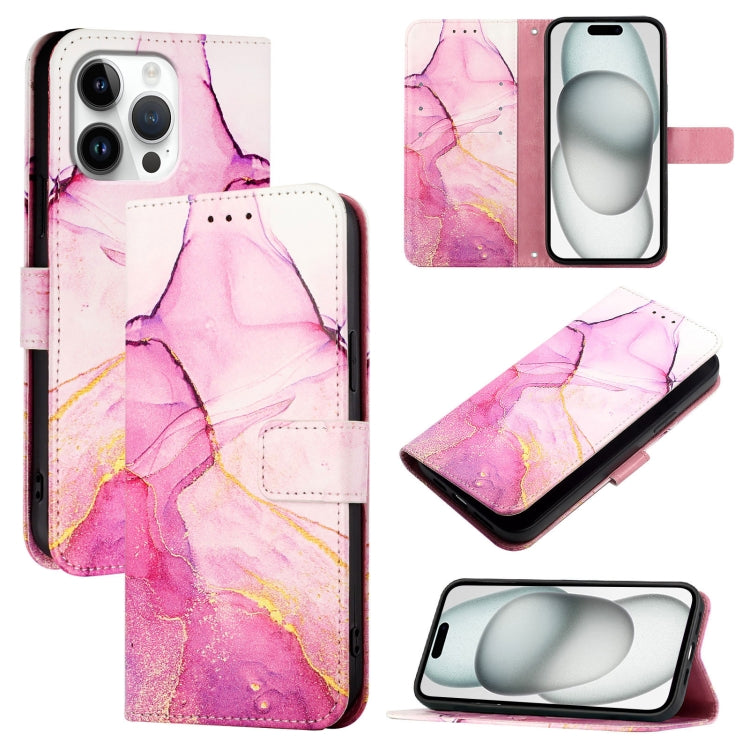 For iPhone 15 Marble Pattern Flip case Leather Phone Cover