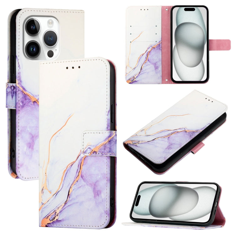 For iPhone 15 Marble Pattern Flip case Leather Phone Cover