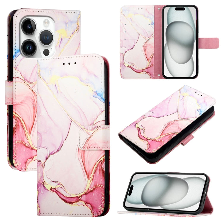 For Apple iPhone 15 Pro Max Marble Pattern Flip Case Leather Phone Cover