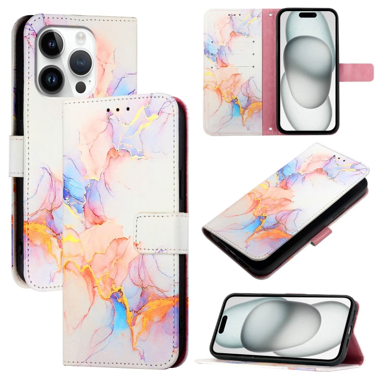 For Apple iPhone 15 Pro Max Marble Pattern Flip Case Leather Phone Cover