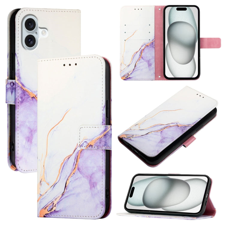 For Apple iPhone 15 Pro Marble Pattern Flip Case Leather Phone Cover