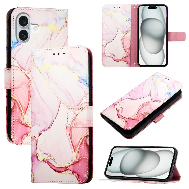 For Apple iPhone 15 Pro Marble Pattern Flip Case Leather Phone Cover