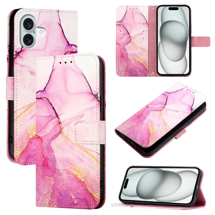 For Apple iPhone 15 Pro Max Marble Pattern Flip Case Leather Phone Cover