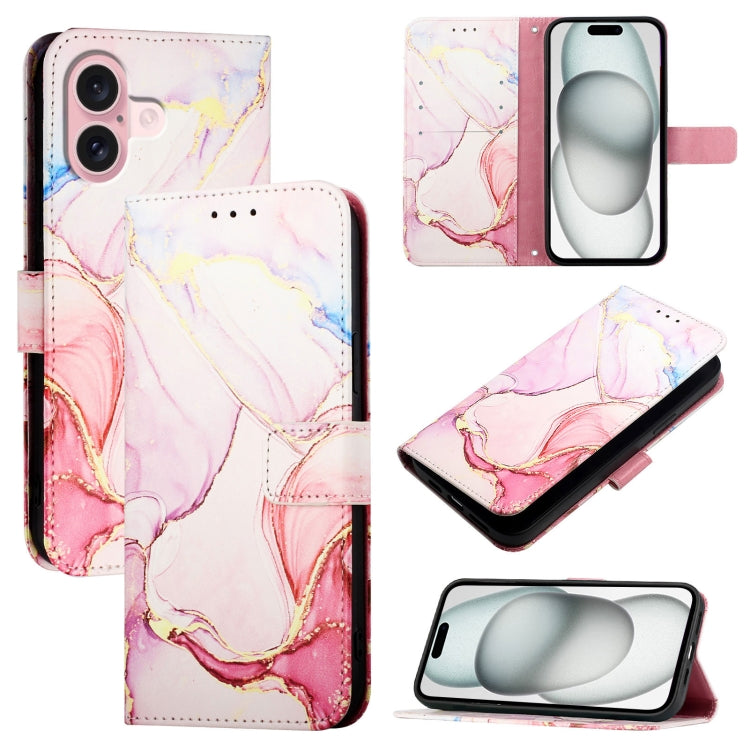 For Apple iPhone 15 Pro Marble Pattern Flip Case Leather Phone Cover