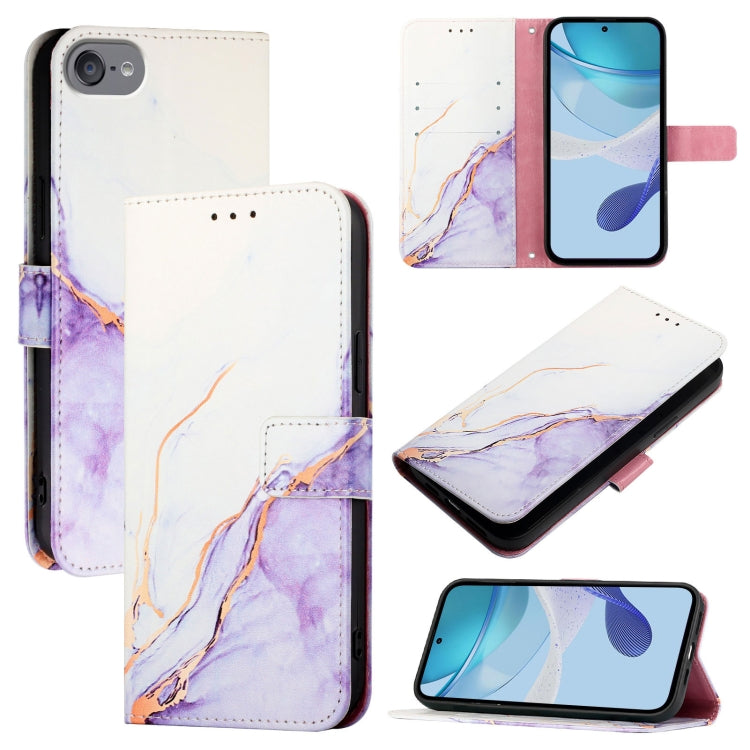 For Apple iPhone 15 Pro Marble Pattern Flip Case Leather Phone Cover