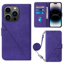 Crossbody 3D Embossed Flip Leather Phone Case, For iPhone 16, For iPhone 15 Pro Max, For iPhone 15 Pro, For iPhone 15 Plus