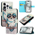 3D Painting Horizontal Flip Leather Phone Case, For iPhone 16 Pro, For iPhone 16 Plus, For iPhone 16