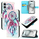 3D Painting Horizontal Flip Leather Phone Case, For iPhone 16 Pro, For iPhone 16 Plus, For iPhone 16