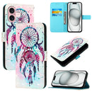 3D Painting Horizontal Flip Leather Phone Case, For iPhone 16 Pro, For iPhone 16 Plus, For iPhone 16